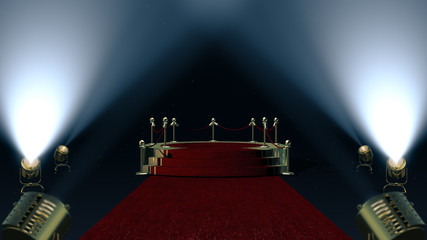 Wall Mural - Award Stand with red carpet. 3d rendering.