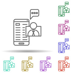 Poster - Bot, chat, computer, smartphone in multi color style icon. Simple thin line, outline vector of social addict icons for ui and ux, website or mobile application