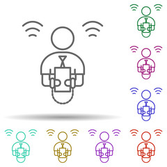 Poster - Criminal, prisoner, smartphone in multi color style icon. Simple thin line, outline vector of social addict icons for ui and ux, website or mobile application