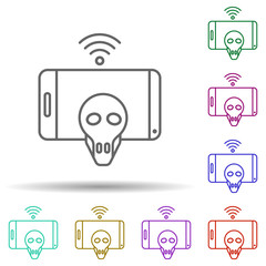 Poster - Hacker, media, smartphone in multi color style icon. Simple thin line, outline vector of social addict icons for ui and ux, website or mobile application