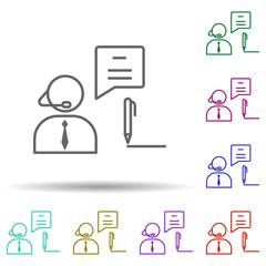 Poster - Consultant, receptionist in multi color style icon. Simple thin line, outline vector of team work icons for ui and ux, website or mobile application