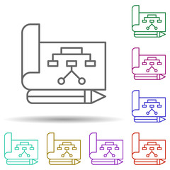 Poster - Chart, diagram, teamwork in multi color style icon. Simple thin line, outline vector of team work icons for ui and ux, website or mobile application