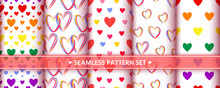 Heart Seamless Pattern Set Love Valentine Romantic