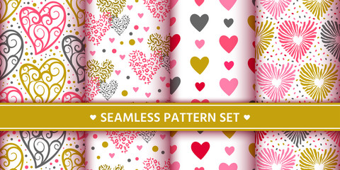 heart seamless pattern set love valentine romantic