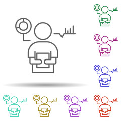 Poster - Office, report, worker in multi color style icon. Simple thin line, outline vector of team work icons for ui and ux, website or mobile application
