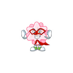 Sticker - Smiley mascot of chinese pink flower dressed as a Super hero