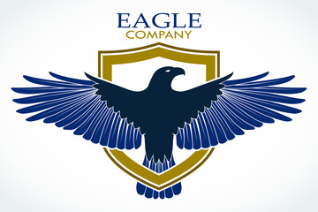 Wall Mural - eagle bird with shield color heraldry logo 