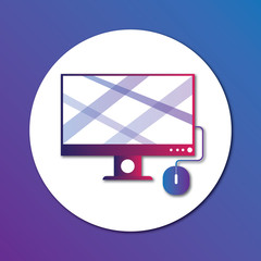 Poster - Desktop computer flat style. Vector illustration icon