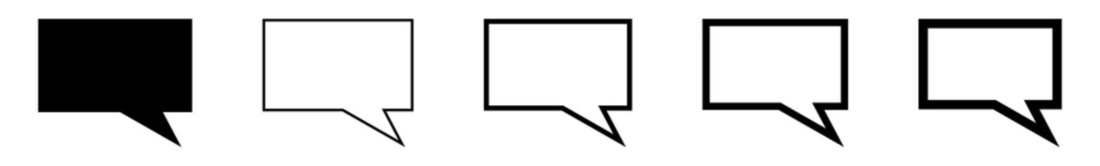 Wall Mural - speech bubble balloon icon black | blank rectangle bubbles | communication symbol | message logo | c