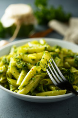 Canvas Print - Pasta with homemade pesto sauce