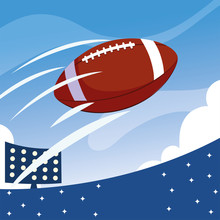 Super Bowl Ball In Front Of Grandstand Vector Design