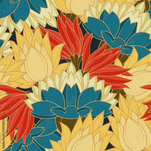 Seamless floral pattern with flowers. Vector illustration.