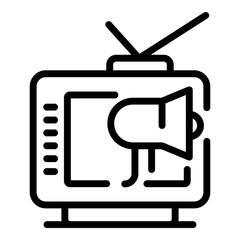 Poster - Tv advertising icon. Outline tv advertising vector icon for web design isolated on white background