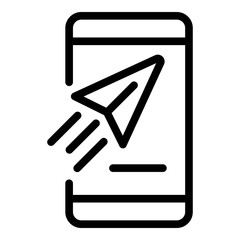 Poster - Smartphone messenger icon. Outline smartphone messenger vector icon for web design isolated on white background