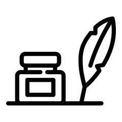 Poster - Storyteller ink feather icon. Outline storyteller ink feather vector icon for web design isolated on white background