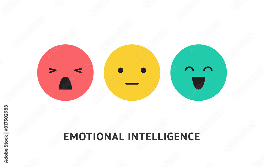 Emotion faces, positive, negative and neutral expressions vector ...