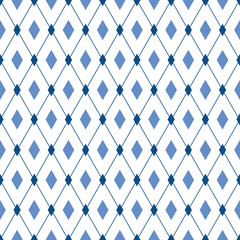 Wall Mural - Blue diamonds vector seamless pattern. Male trendy elegant background. For wallpaper, fabric print, wrapping paper