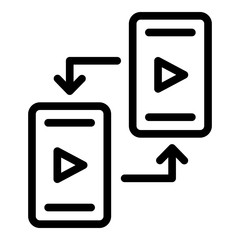 Poster - Smartphone data exchange icon. Outline smartphone data exchange vector icon for web design isolated on white background