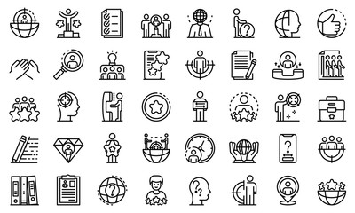 Poster - Headhunter icons set. Outline set of headhunter vector icons for web design isolated on white background