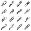 Cutter icons set. Outline set of cutter vector icons for web design isolated on white background