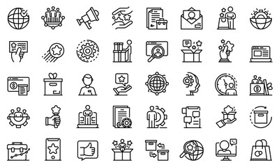 Poster - product manager icons set. outline set of product manager vector icons for web design isolated on wh