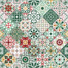 Seamless Tiles Background In Portuguese Style. Mosaic Pattern For Ceramic In Dutch, Portuguese, Spanish, Italian Style.