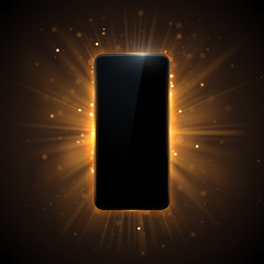 Phone shape template with back gold light