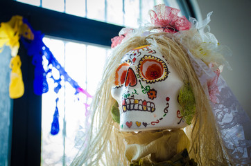 Wall Mural - Mexican Catrina in Day of the Dead