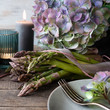 Food photography with asparagus