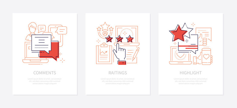 SMM strategy - vector line design style banners set