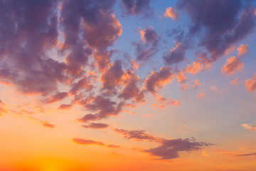 fantastic beautiful dramatic sunset sky with clouds. free space.