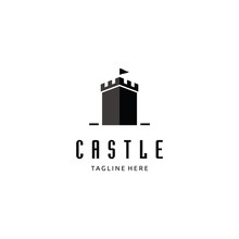 Authentic Castle Tower Silhouette Logo Design Icon Inspiration