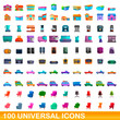 © nsit0108 - 100 universal icons set. Cartoon illustration of 100 universal icons vector set isolated on white background