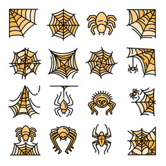 Poster - Spider icons set. Outline set of spider vector icons for web design isolated on white background