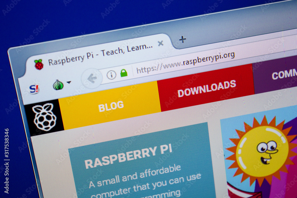Ryazan, Russia - June 26, 2018: Homepage of RaspberryPI website on the ...