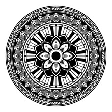 Ethnic Mandala Ornament. Arabic, Pakistan, Moroccan, Turkish, Indian, Spain Motifs