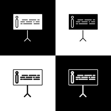 Set Information icon isolated on black and white background. Vector Illustration