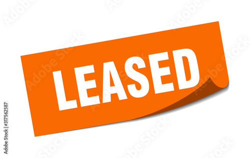 Fotografía leased sticker. leased square sign. leased. peeler