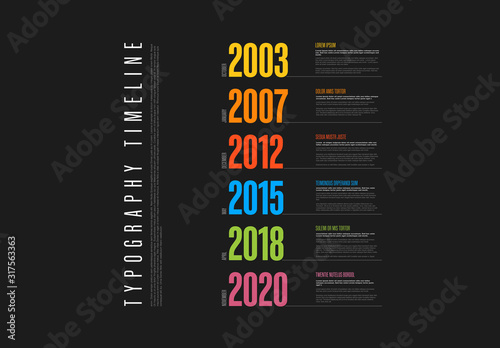 Typography Timeline Layout With Big Year Numbers Kaufen Sie Diese Vorlage Und Finden Sie Ahnliche Vorlagen Auf Adobe Stock Adobe Stock