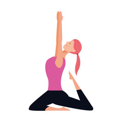 Wall Mural - cartoon girl practicing yoga icon