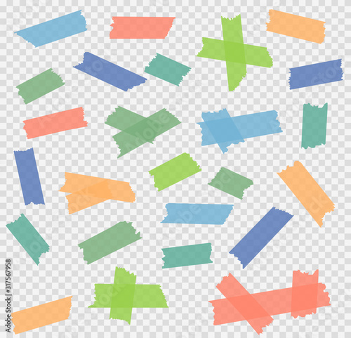 Cuadros en Lienzo Set of adhesive tape pieces on background. Vector illustration