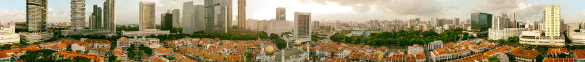 Wall Mural - Singapore panoramic aerial view from Masjid Sultan Mosque in historic Kampong Glam