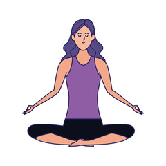 Wall Mural - cartoon woman practicing yoga icon, colorful design