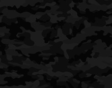  Black Camouflage Seamless Vector Pattern.