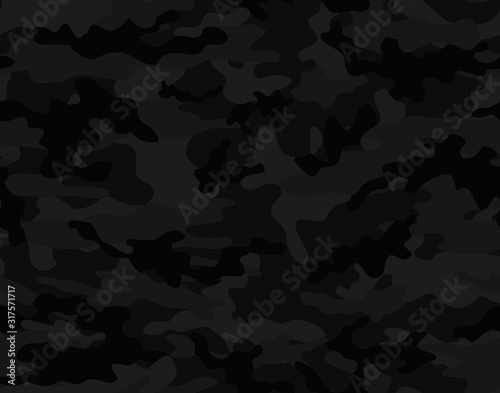 Fotomural Black camouflage seamless vector pattern.