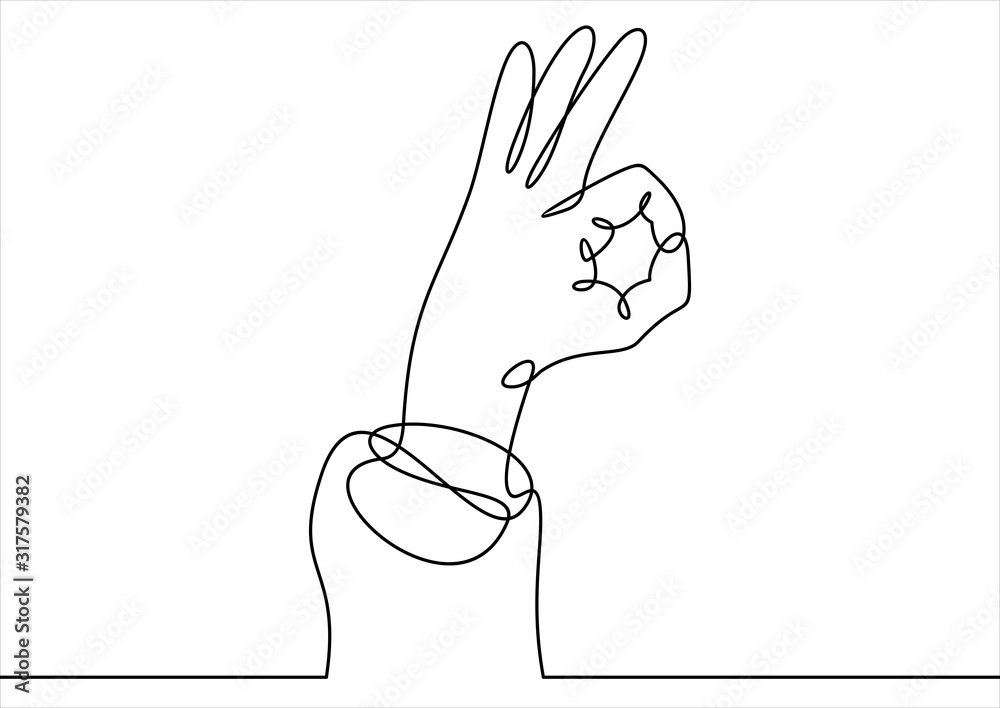 continuous line drawing of a hand symbol okay. Stock Vector | Adobe Stock