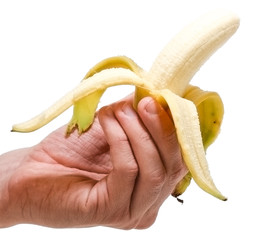 hand holding banana