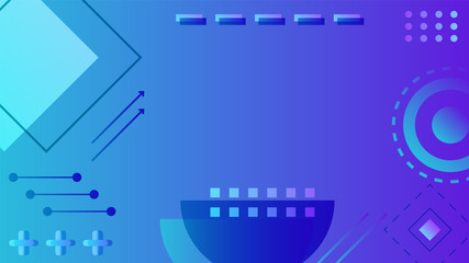 Poster - Abstract modern turquoise gradient background with outline shapes