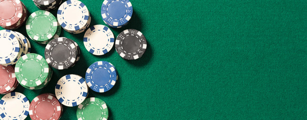 Poker table in casino top view