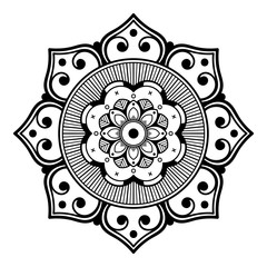 Decorative hand-drawn round pattern in the form of a mandala